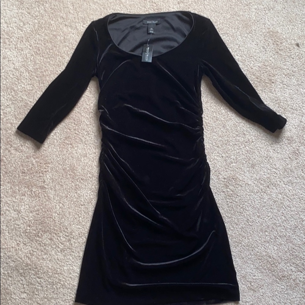 NWT black velvet mini dress